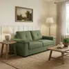 Sillón 2 Cuerpos en tela de Lino - Plaza - Verde - Sillones y sofás, Uruguay | Ecowood, vista 1 de 5