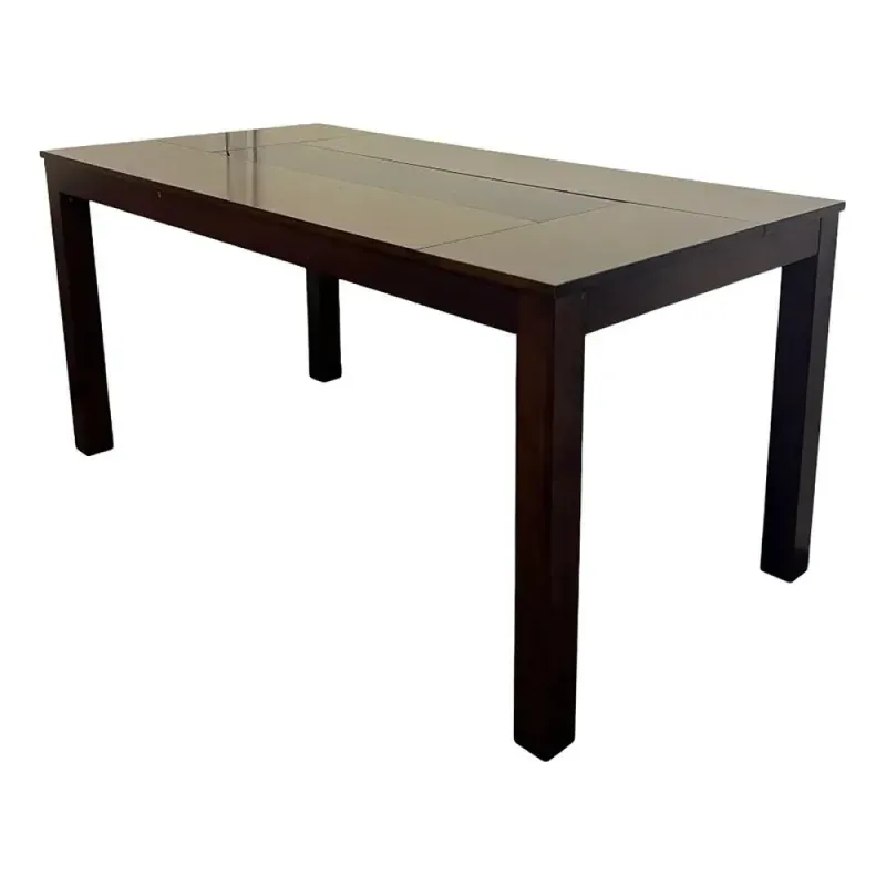 Mesa de comedor con vidrio negro - PRODUCTO CON DETALLES EN LA MADERA. en Marrón, Uruguay | Champagne Home