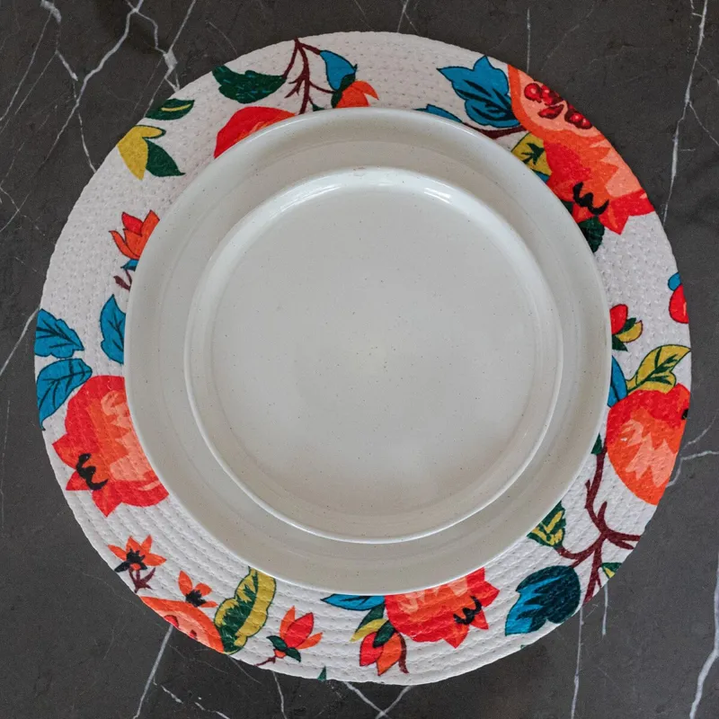Individual redondo Flores - Textiles, Uruguay | Buho Store