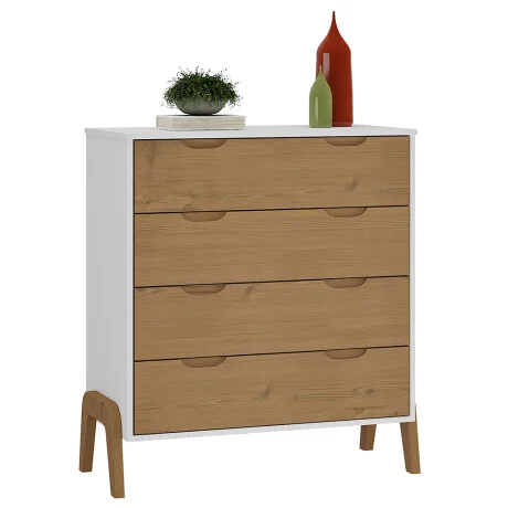 Comoda 4 cajones Linea Veneza - Blanco/Miel en Multicolor - Cómodas, Uruguay | La Cueva Muebles, vista 5