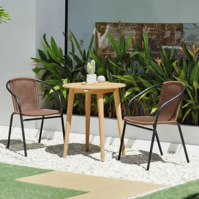 Sillas Símil Rattan con Mesa de Eucaliptus - Nassau - Marrón en Marrón - Muebles para el exterior, Uruguay | Rústico Hogar, vista 2