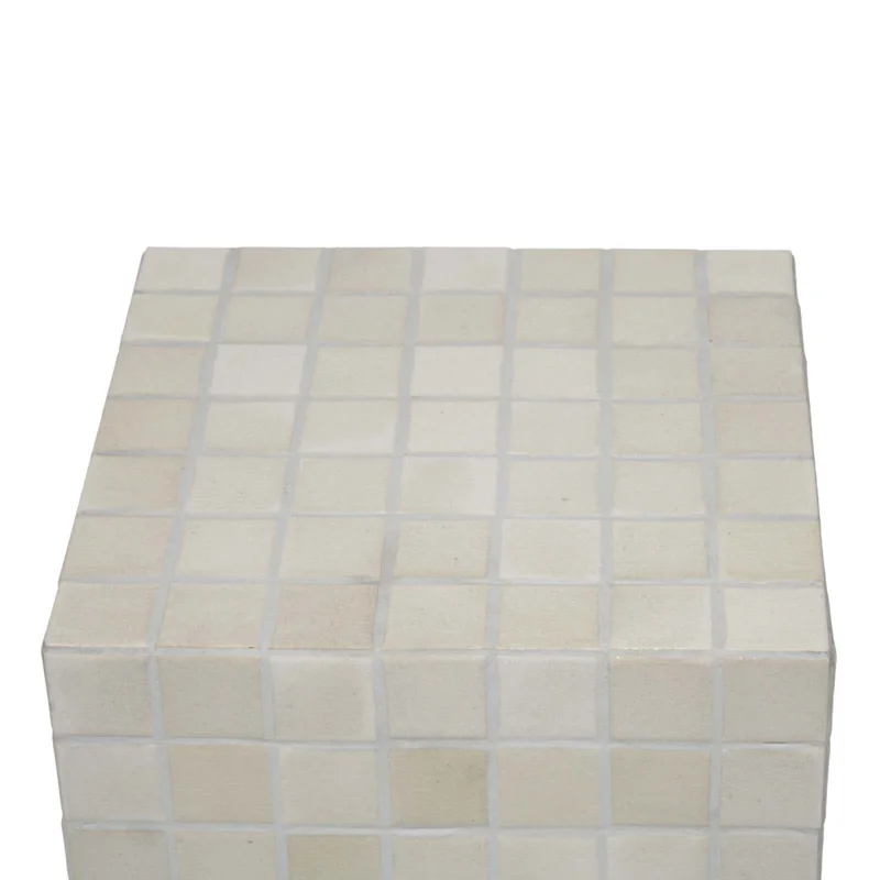 Mesa Lateral Ceramica Natural-beige Oia Beige en Beige - Mesas de living, Uruguay | Divino, vista 3