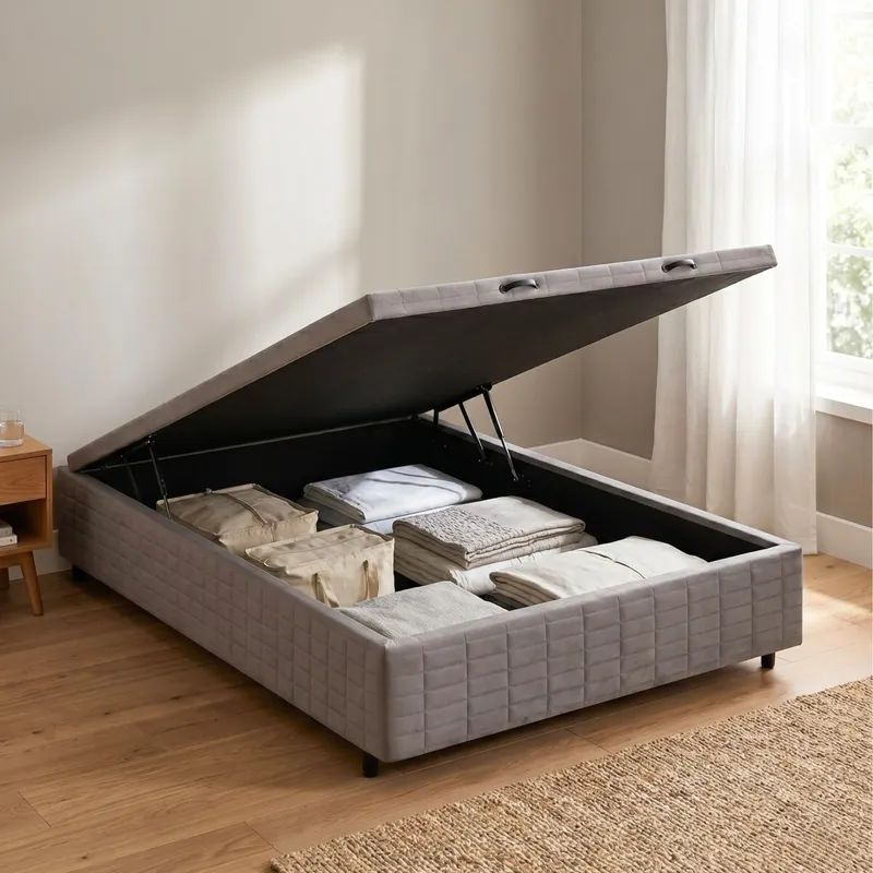 Base Box Baúl 2 Plazas - Mannes en Gris - Dormitorio, Uruguay | Rústico Hogar