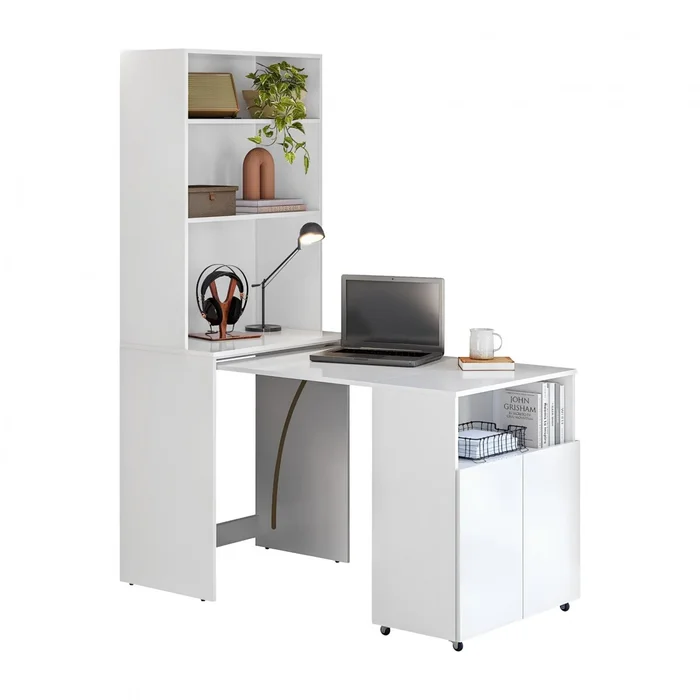 Escritorio Repisa Multifunción Duo - Blanco en Blanco - Escritorios y sillas de escritorio, Uruguay | Rústico Hogar, vista 2