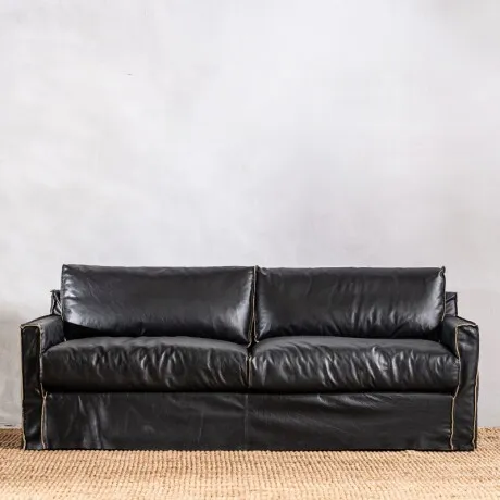 Sillón Cuero Noir 3 Cuerpos Negro en Negro - Sillones y sofás, Uruguay | Aihaus