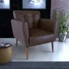 Butaca Poltrona Tapizada Cuertina Pu Patas De Madera - Butacas, banquetas y puffs, Uruguay | Soy Hogar, vista 5 de 8