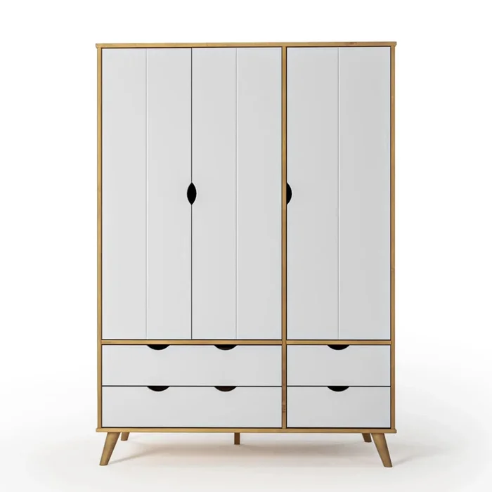 Ropero 3 Puertas - 4 Cajones - Línea Berlin - Blanco en Blanco - Roperos y placares, Uruguay | Ecowood, vista 3