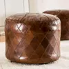 PUFF / OTOMANO REDONDO - CUERO ITALIANO ENVEJECIDO en Marrón - Butacas, banquetas y puffs, Uruguay | La Iberica, vista 1 de 16