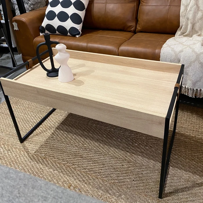 Mesa de Centro Columbia Rectangular Alta - Crudo (Hierro Negro) en Madera natural - Mesas de living, Uruguay | Berna home, vista 3