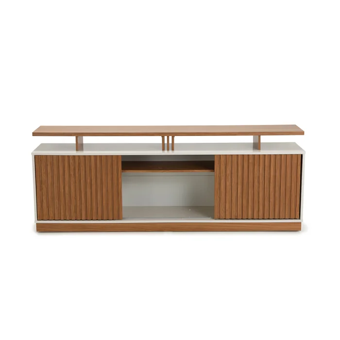 Rack Orlando - Miel y Off White en Blanco - Muebles para TV, Uruguay | NYR, vista 3