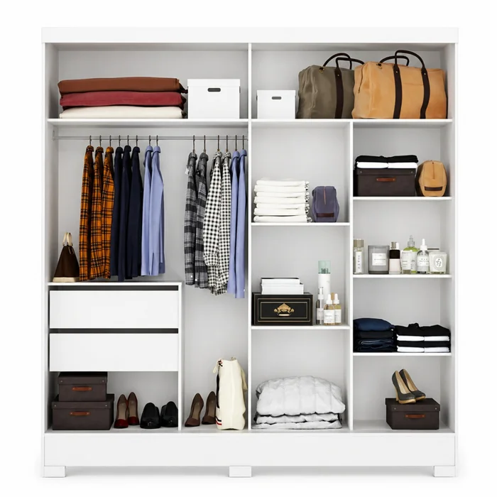 MUEBLES PLACARD NEW CALABRIA 2PTAS NOCE/PEROLA en Blanco - Roperos y placares, Uruguay | Alfa Ventas, vista 3