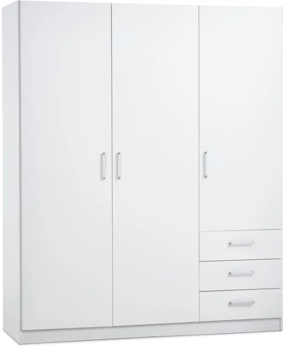 Armario FANDRUP 145x176 3 puertas 3 cajones bl en Blanco - Roperos y placares, Uruguay | JYSK, vista 3
