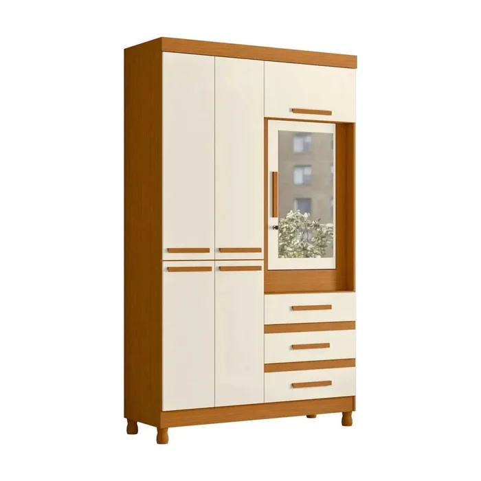Ropero con Espejo 6 puertas 3 Caj - Línea FIT - Beige en Beige - Roperos y placares, Uruguay | Ecowood, vista 2