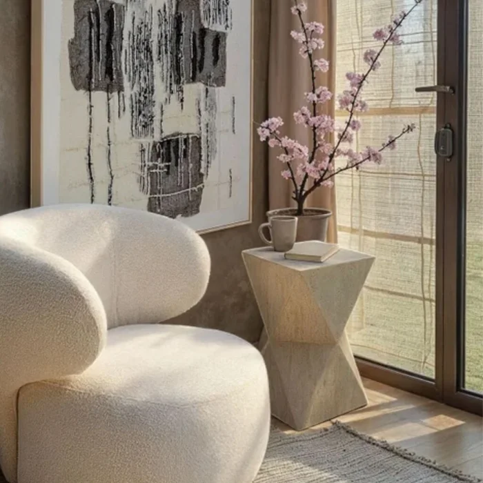 MESA AUXILIAR TRAVERTINO Beige  en Beige - Mesas de comedor, Uruguay | Viasono