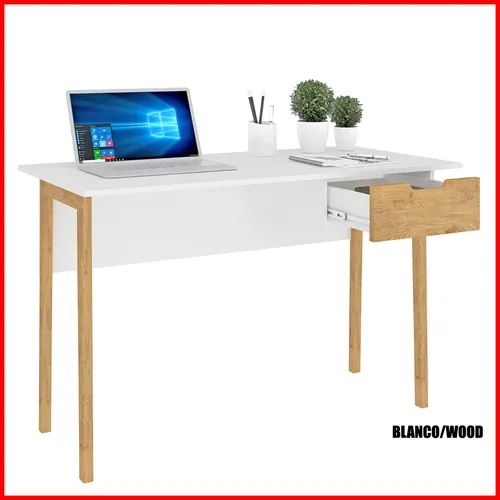 Escritorio con cajon – 1604 en Blanco - Escritorios y sillas de escritorio, Uruguay | Punto Unión