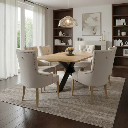 Juego Comedor Madera Ozark Home Griego 6 Sillas Capitoneadas A Eleccion en Madera natural - Mesas de comedor, Uruguay | Ozark Home