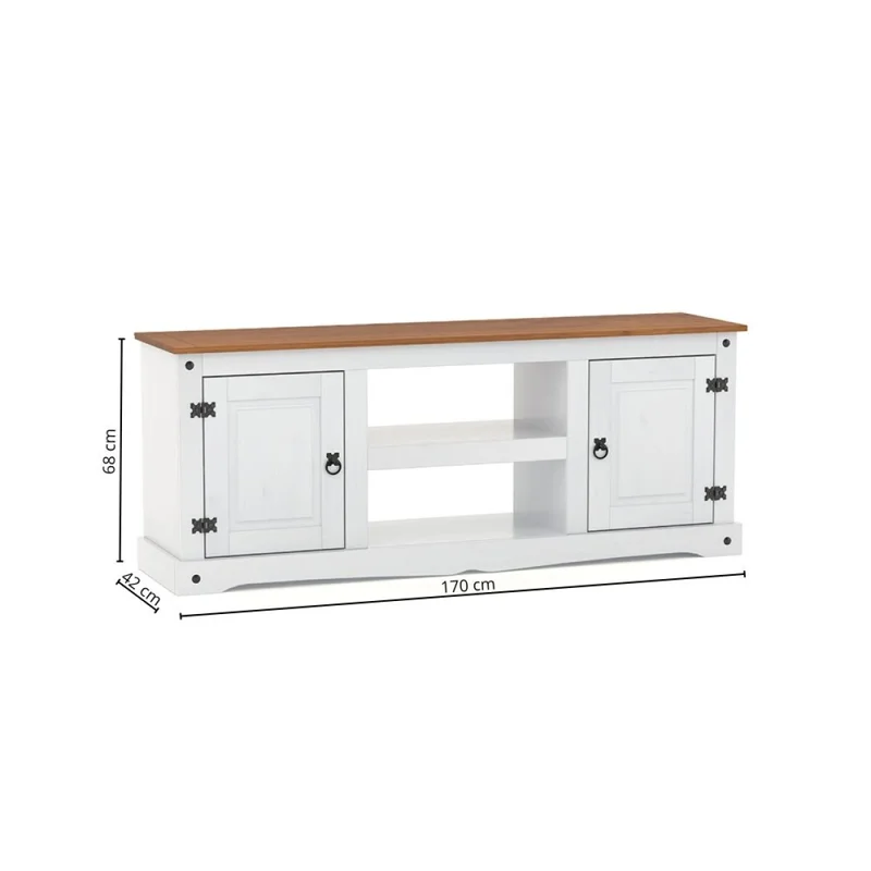Rack 2 Puertas Línea Naturale 170 cm - Blanco/Roble en Multicolor - Muebles para TV, Uruguay | La Cueva Muebles, vista 4