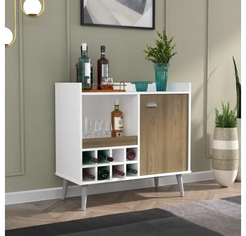 Rack Bodega 8 botellas 1P Nogal/Negro en Nogal Negro - Muebles para TV, Uruguay | Que Sal Muebleria