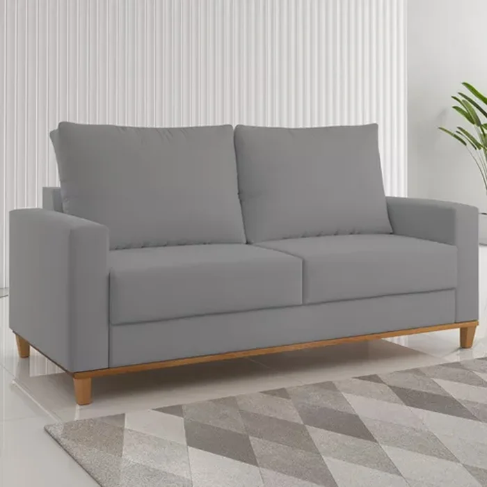 Sillon Sofa 2 Cuerpos En Tela Patas De Madera Living Comedor Gris en Gris - Sillones y sofás, Uruguay | Soy Hogar, vista 2