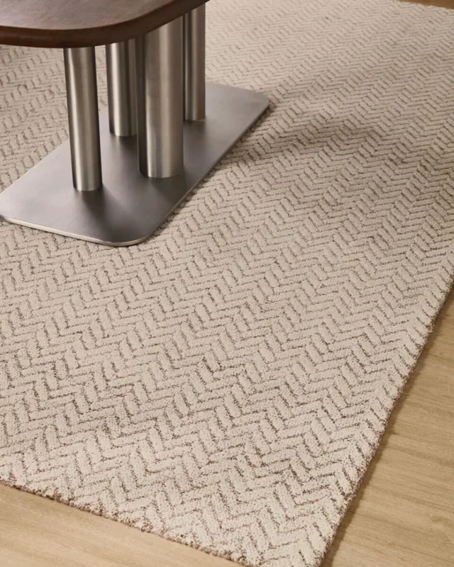 Alfombra Calira de lana jacquard trenzado beige 230 x 160 cm en Madera natural - Alfombras, Uruguay | Kavehome, vista 3