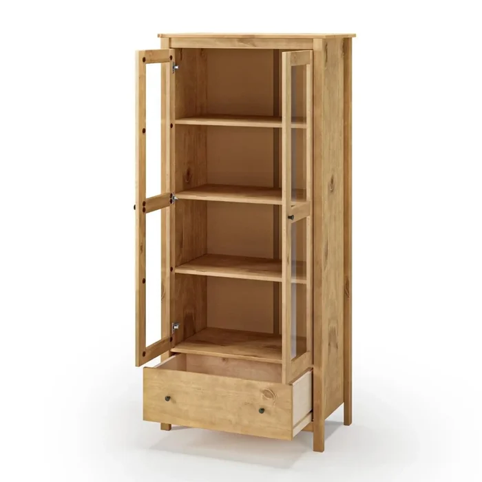Cristalero 2 Puertas 1 Cajón Material Natural - Mari - Miel en Madera natural - Aparadores y recibidores, Uruguay | Rústico Hogar, vista 4