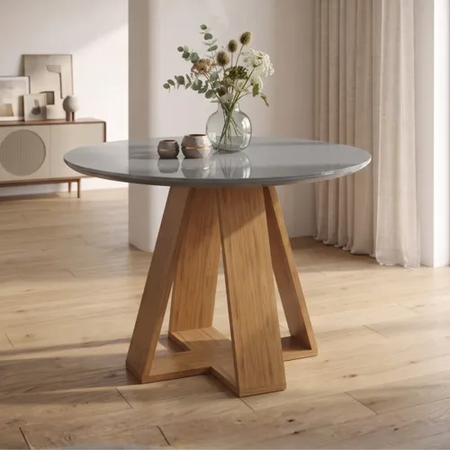 Mesa de Comedor Redonda - Linea Celeste Milán - Gris en Gris - Mesas de comedor, Uruguay | Rústico Hogar
