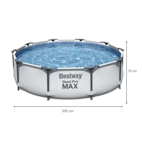 Piscina Estructural Bestway Steel Pro Max 305x76cm 4678L en Gris - Muebles para el exterior, Uruguay | La Cueva Muebles, vista 13