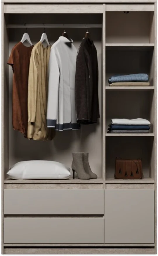 Armario BILLUND 119x193 combinación travertino/beige - Roperos y placares, Uruguay | JYSK, vista 2