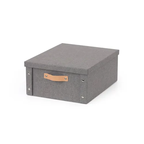CAJA ORGANIZADOR C/ASA 33X40X17CM EXT TELA GRIS en Gris - Canastos, Uruguay | Decohogar