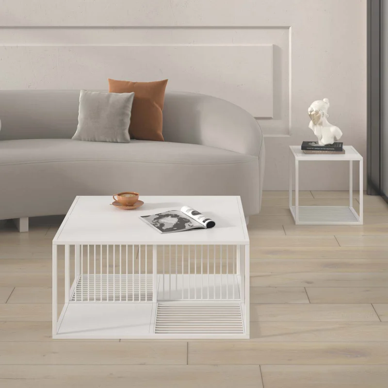 Mesa Ratona Metal Blanco Olivia en Blanco - Mesas de living, Uruguay | Divino, vista 5