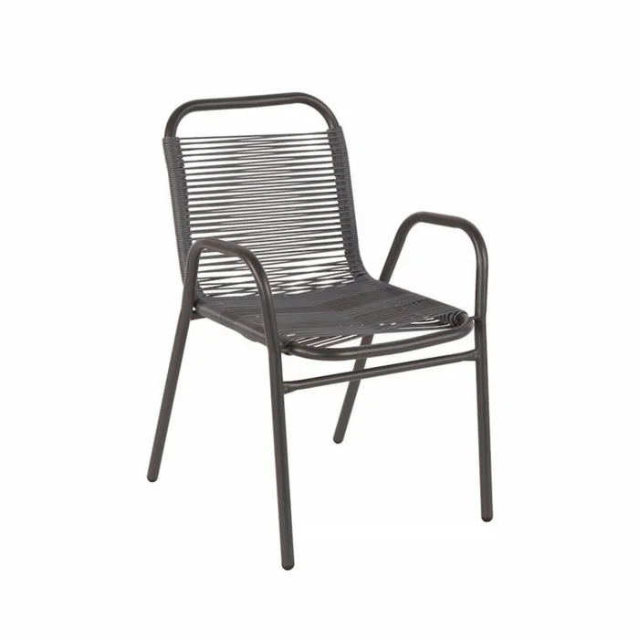 Silla de Jardín Simil Rattan - Negro en Gris - Muebles para el exterior, Uruguay | Rústico Hogar, vista 2