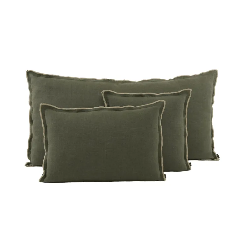 ALMOHADON SEONI LINO en Verde oliva - Textiles, Uruguay | Masinfinito Casa
