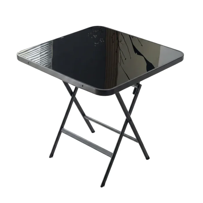 Mesa Plegable Cuadrada – Vidrio Templado 60 cm – Vertice en Negro - Muebles para el exterior, Uruguay | Delta Center