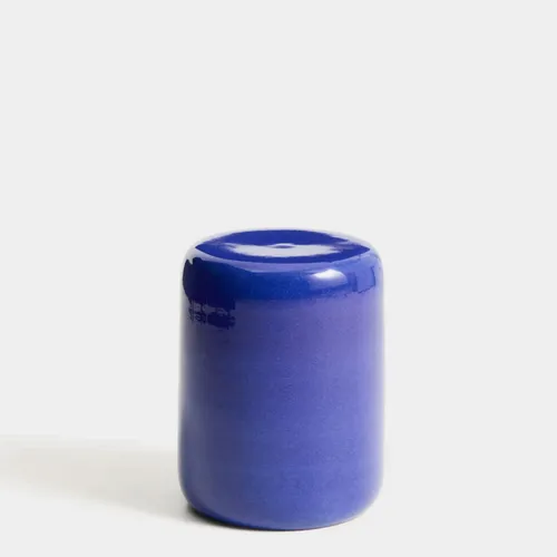 Mesa auxiliar exterior Mesquida de cerámica con acabado azul glaseado Ø 35 cm en Azul - Mesas de arrimo, Uruguay | Kavehome