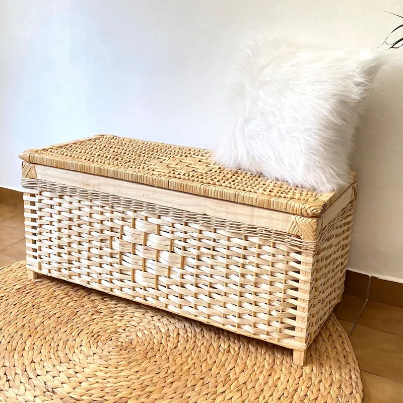 Baúl de mimbre en Madera natural, Uruguay | Decoramuss