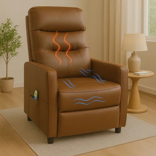 Sillon reclinable 1 cuerpo con masajeador y calefaccion - Marrón en Marrón - Sillones y sofás, Uruguay | La Cueva Muebles