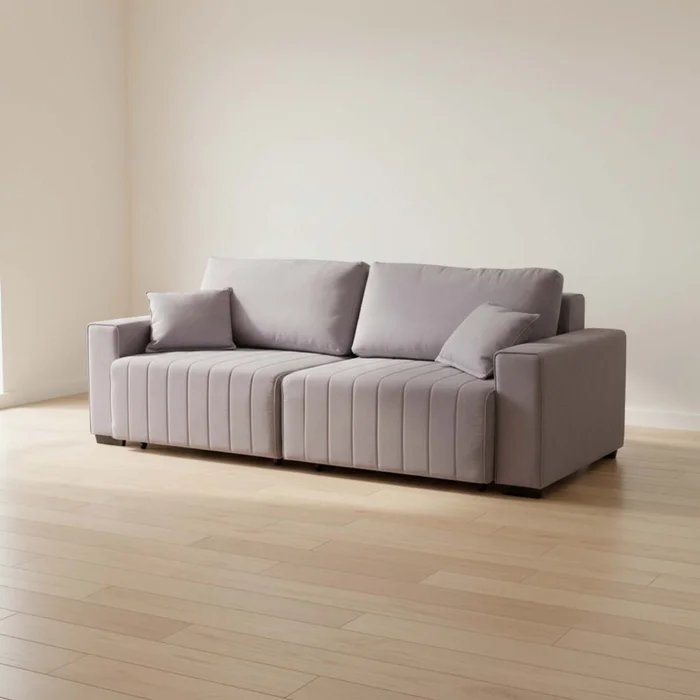 Sofa Retráctil 3 Cuerpos Tela Gris Connecticut en Gris - Sillones y sofás, Uruguay | Divino