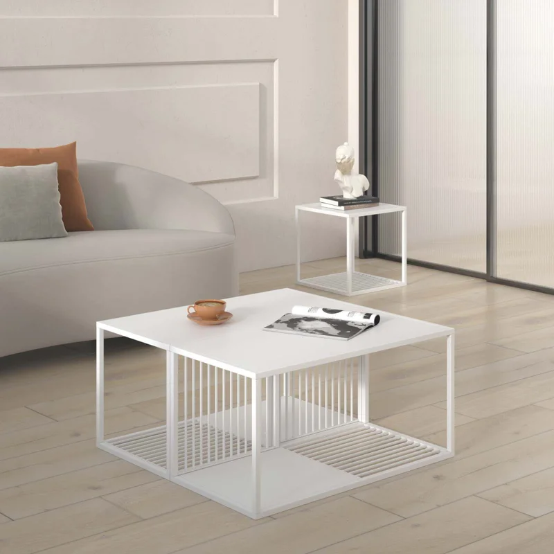 Mesa Ratona Metal Blanco Olivia en Blanco - Mesas de living, Uruguay | Divino, vista 6