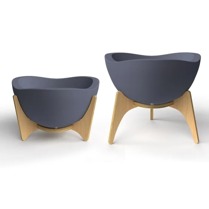 MACETA C/BASE MADERA 38X20CM TRYAS GRIS en Gris - Macetas, Uruguay | Decohogar, vista 2