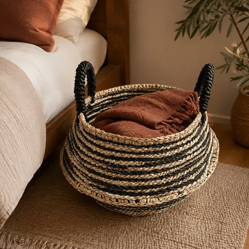 Cesto Rattan en Negro - Decoración, Uruguay | Camino a Casa
