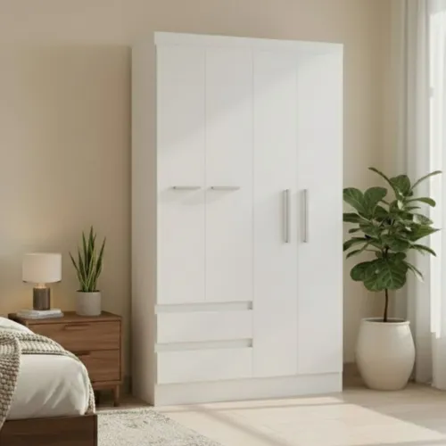 Ropero 4 puertas - Blanco en Blanco - Roperos y placares, Uruguay | La Cueva Muebles