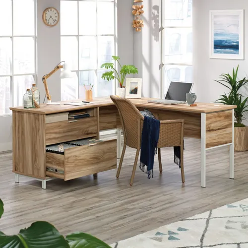 Escritorio Moderno en L 2 Cajones Sauder Portage Park en Madera natural - Escritorios, Uruguay | Rústico Hogar