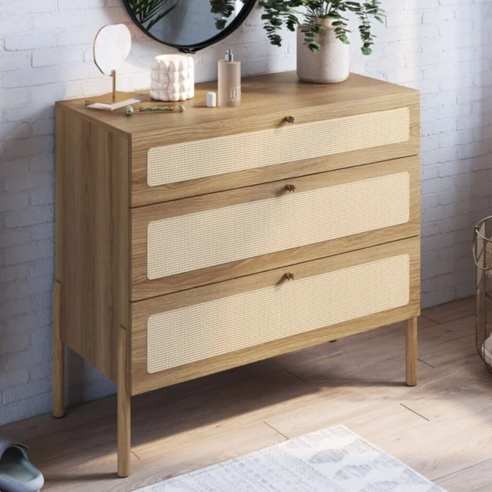 Comoda Oslo - Natural con tejido en Marrón - Cómodas, Uruguay | Nyr