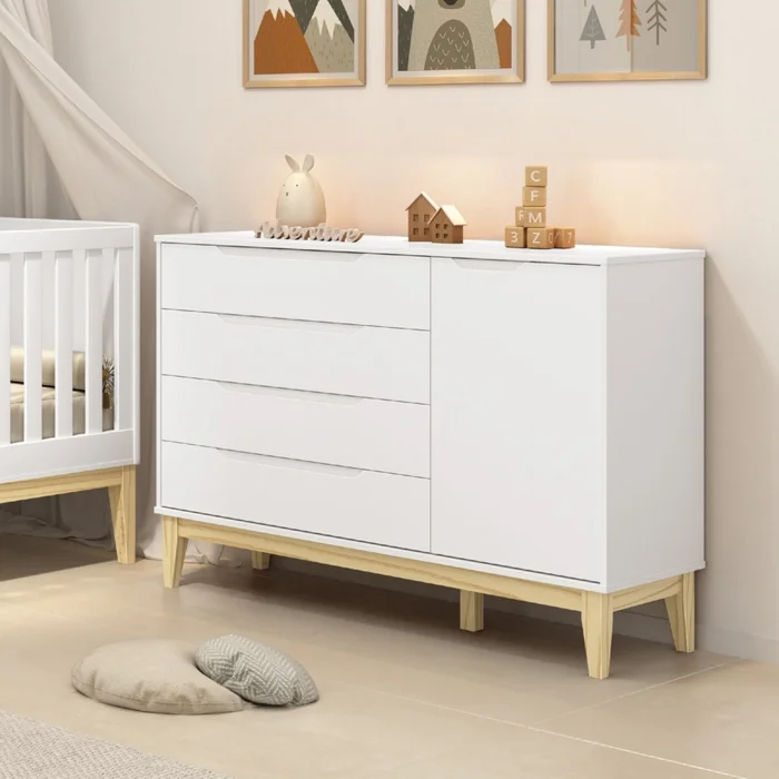 Cómoda 4 Cajones 1 Puerta Infantil - Elfe - Blanco en Blanco, Uruguay | Rústico Hogar, vista 2