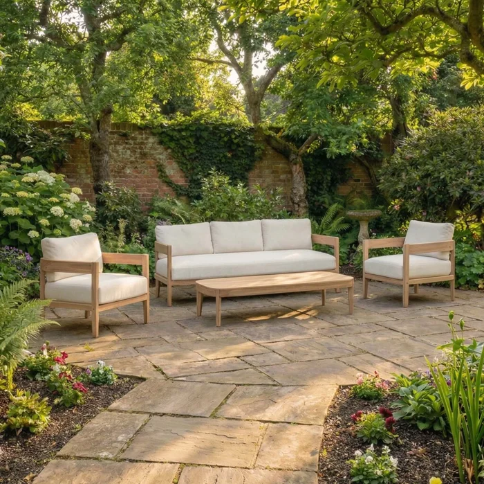 Set De Living Madera-acacia Natural-beige Cruz en Madera natural - Muebles para el exterior, Uruguay | Divino