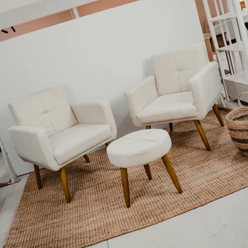 Kit 2 Poltrona + Puff Havana Beige - Sillones y sofás, Uruguay | Ecowood