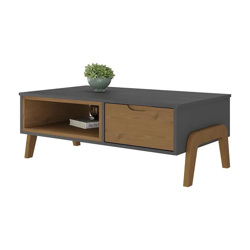 Mesa De Living 1 Cajon Con Espacio Y Patas 100% Mdp en Gris - Mesas de living, Uruguay | Soy Hogar