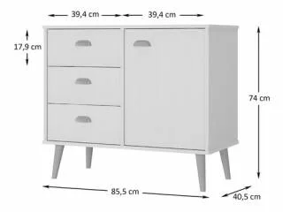 Comoda 3 cajones 1 puerta Nogal/Blanco en Nogal/Blanco - Cómodas, Uruguay | Quesal, vista 7