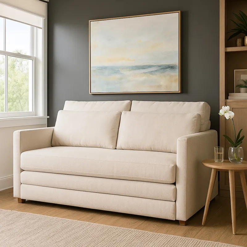 Sofá Cama Niki - Tela Rústica - 9831 (Parma Beige) en Beige - Sillones y sofás, Uruguay | NYR