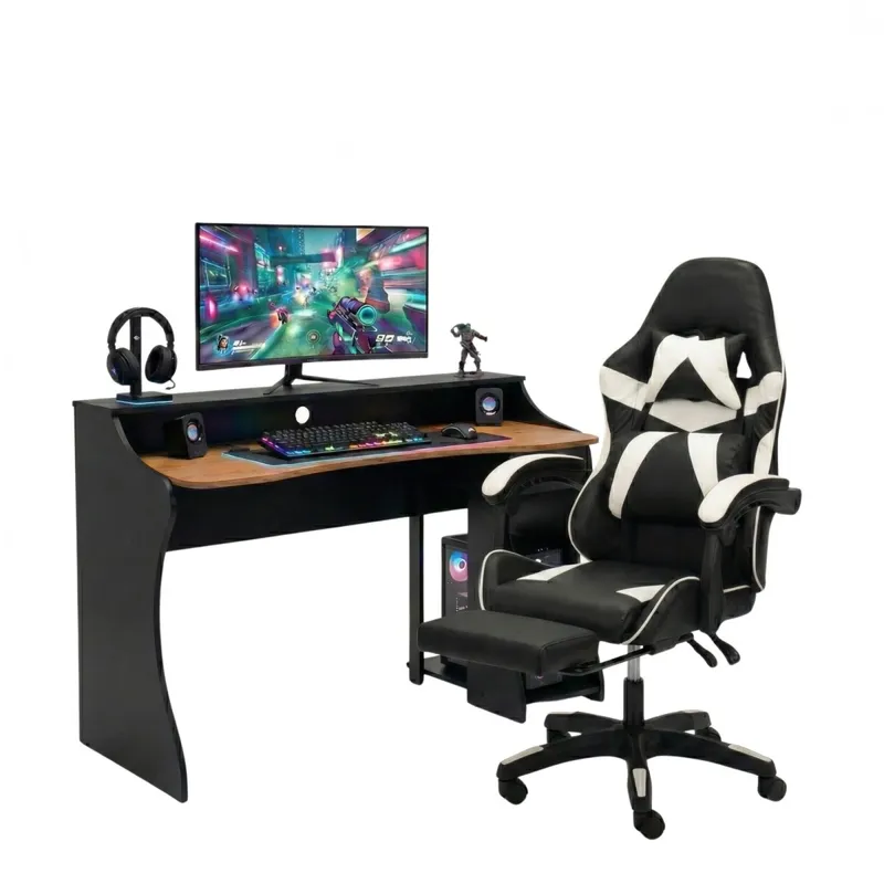 Combo Escritorio + Silla Gamer - Blanco en Multicolor - Escritorios y sillas de escritorio, Uruguay | Rústico Hogar